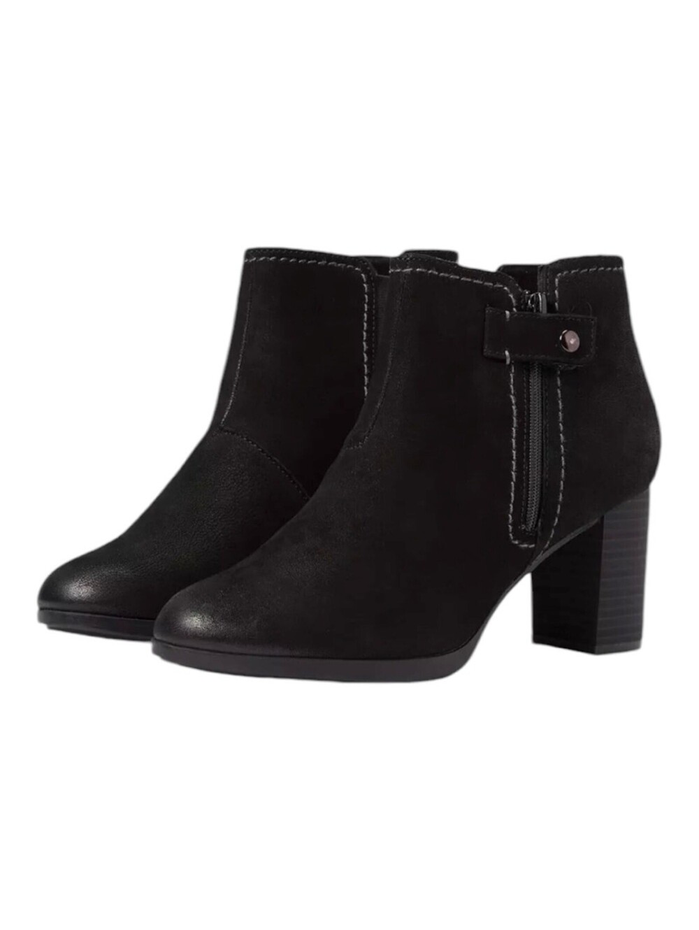 Clarks Women’s Black Bayla Glow Nubuck Leather Ankle Bootie Size 9.5 W